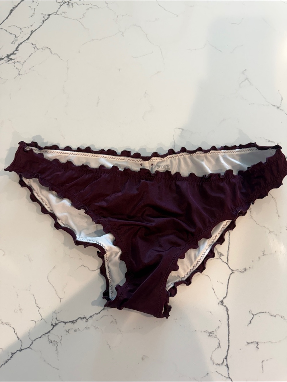 PINK Victoria's Secret Plum Ruffled Bikini Bottoms